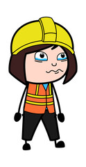 Cartoon Lady Engineer Crying
