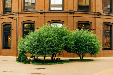 Antique industrial building view in Old Town Moscow city - capital of Russia, Europe. Gas holder.