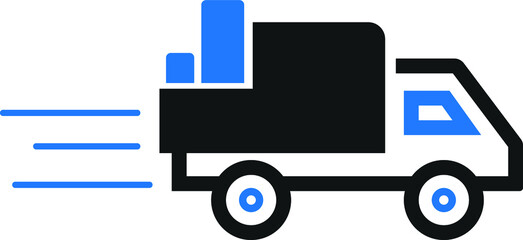 Fast shipping delivery truck flat vector icon for apps and websites