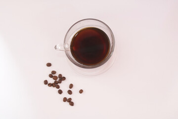 coffee in transparent cup seen from above