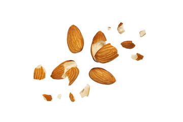 Almonds isolated on white background