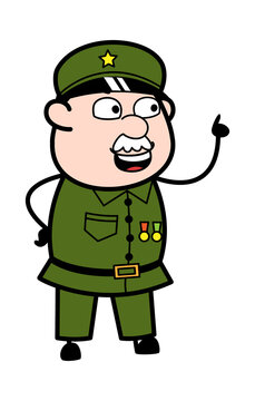Cartoon Military Man Talking Happy