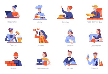 People of different professions. A set of vector illustrations.