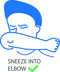 sneeze into elbow icon. corona virus prevention icon 