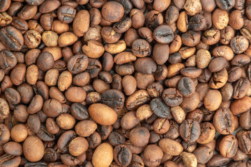 Brown roasted coffee beans background
