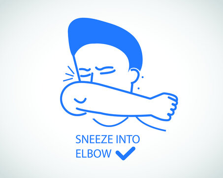 Sneeze Into Elbow Icon. Corona Virus Prevention Icon 