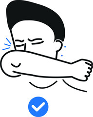 sneeze into elbow icon. corona virus prevention icon 