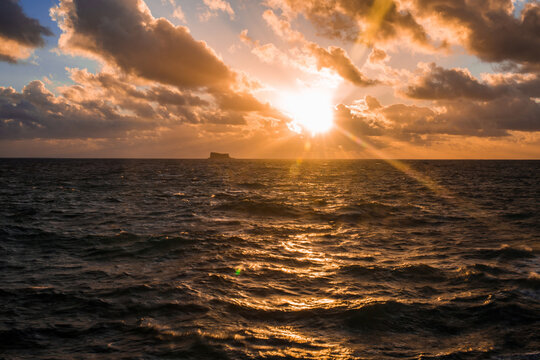 Wonderful sunset over the sea with Filfla in the far distance