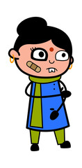 Injured Cartoon Indian Lady