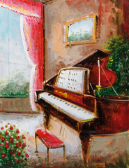 Oil Painting - Piano
