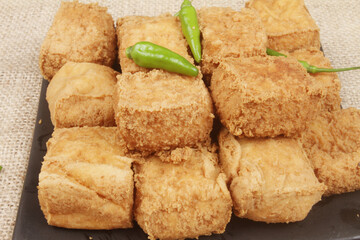 fried tofu is traditional snack in indonesia