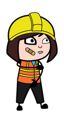 Injured Cartoon Lady Engineer