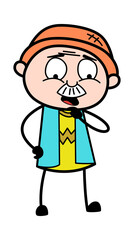 Worried Cartoon Grandpa Thinking