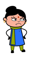 Aggressive Indian Lady Cartoon
