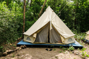 Camping with camps on sea-side