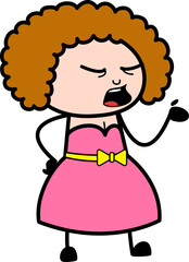 Young Lady Talking Unamused Face Cartoon