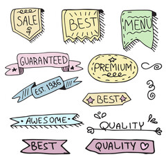 Hand drawn set of vector business  labels