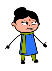 Indian Lady Expressionless Face Cartoon