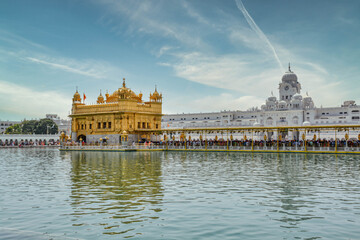 The Golden Temple at Amritsar, Punjab, India, the most sacred icon and worship place of Sikh religion