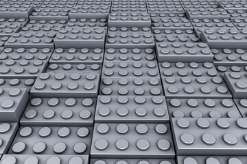 3d rendering of toy bricks on gray background. 
minimalistic background. Wide background site head and cover photo. Pattern for texture of wallpaper.