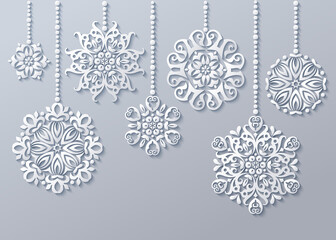 Modern vector ornamental Christmas tree toys.