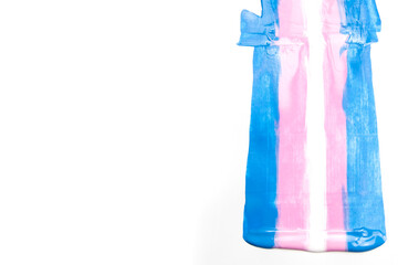 The paints colors of transgender flag. Conceptual illustration lesbian, gay, bisexual, and transgender watercolour poster design.