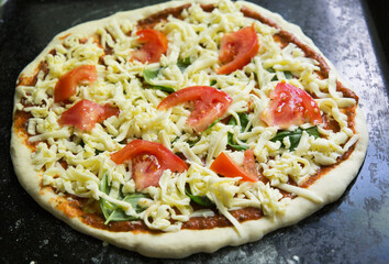 
Pizza with vegetables and cheese