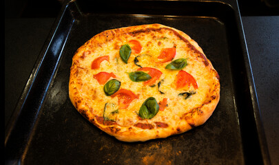 
Pizza with vegetables and cheese