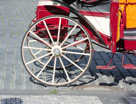 Horse carriage. Rear wheel in detail.