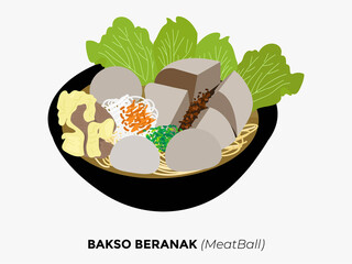 illustration of popular food in Indonesia. bakso, nasi goreng, gudeg, pecel lele, tempe penyet, nasi campur, sup buntut, ikan bakar, tempe goreng, nasi uduk, gulai, tongseng, ayam penyet, sate ayam, s