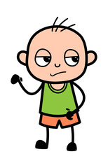 Unamused Bald Boy Cartoon