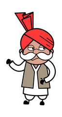 Unamused Haryanvi Old Man Cartoon