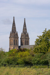 Basilica of St. Peter and St. Paul in Vysehrad (Upper Castle) towers, Prague, Czech Republic