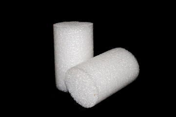 polystyrene isolated on black background