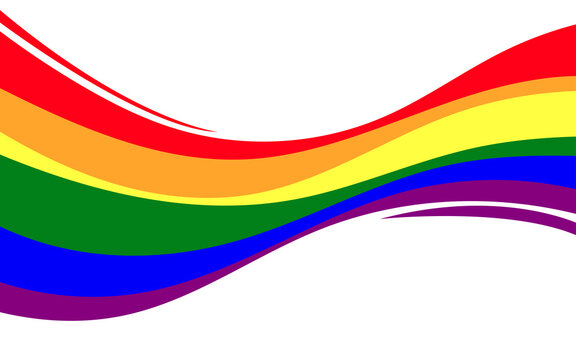 LGBT pride rainbow wave fluttering flag vector of lesbian, gay, and bisexual colorful on white background