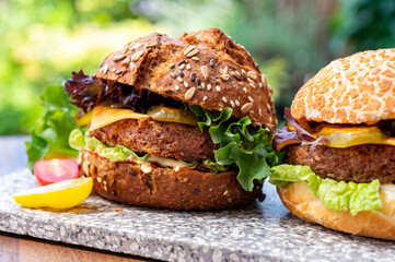 Fresh tasty meat free vegetarian burger made from high quality organic ingredients