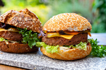 Fresh tasty meat free vegetarian burger made from high quality organic ingredients
