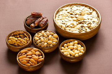 mixed nuts and date fruits