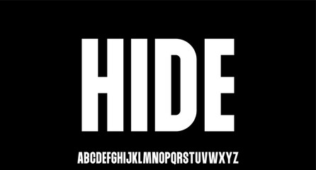 HIDE, URBAN CONDENSED MODERN FONT ALPHABET VECTOR
