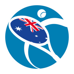 Tennis tournament icon with Australian flag