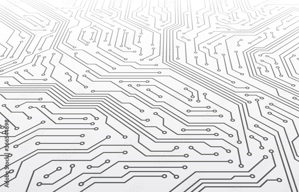 Fototapete circuit board. motherboard scheme in perspective, digital microchip computer technology abstract 3d 