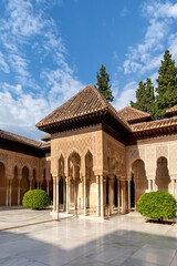 Fototapeta na wymiar Moorish arches in the Court of the Lions in The Alhambra, Granada, Spain