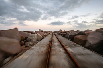 Old rail used for construction of Rio Grande Port/Brazil