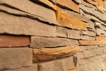 Stone wall texture, stone wall, gray brown orange