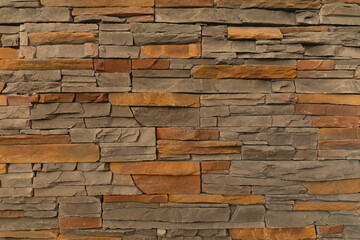 Stone wall texture, stone wall, gray brown orange
