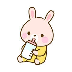 ミルクを飲む赤ちゃんうさぎ