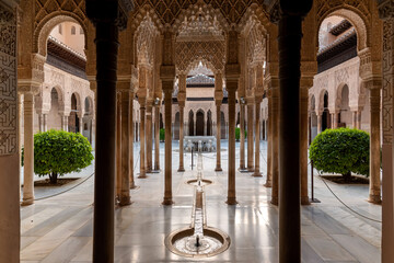 Court of Lions in Alhambra palace, Granada, Spain