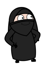 Hands on waist Cartoon Muslim Woman