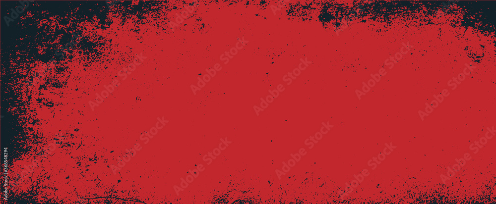 Poster abstract red background with black grunge borders, triangle shapes in red transparent layers with an