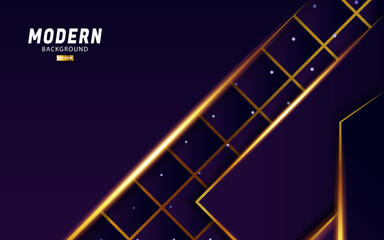 Obraz premium luxury abstract premium purple vector background banner with gold line.Overlap layers with paper effect.Realistic light effect on dots textured background.vector illustration.